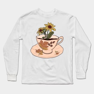 Autumn Cottagecore Black Eyed Susans Tea cup Long Sleeve T-Shirt